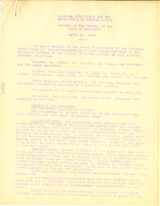 NAACP Minutes of the Meeting of the Board of Directors