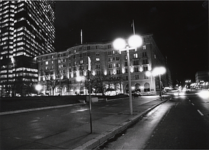 Copley Plaza Hotel seen at night from Dartmouth Street