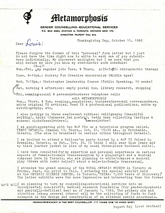 Correspondence from Rupert Raj to Lou Sullivan (October 11, 1982)
