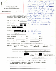 Correspondence from Lin Fraser to Lou Sullivan Concerning his Application (April 12, 1986)
