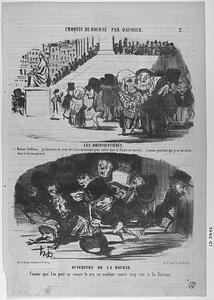 Les BOURSICOTIÈRES. - Madame Chaffarou... j'ai bien envie de sortir des LITS MILITAIRES pour entres dans le PALAIS DE CRISTAL.. à moins pourtant que je ne me mette dans le GUADALQUIVIR. --- OUVERTURE DE LA BOURSE. Comme quoi l'on peut se casser le nez en voulant courir trop vite à la fortune.