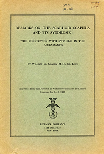 Remarks on the scaphoid scapula and its syndrome: the connection with syphilis in the ascendants