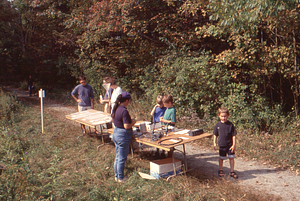 HMF Fall Fest 1998 5. Sandy Brown (purple shirt and hat), Environmental Analysis Lab Tech, gives meteorlogical instrument demonstration.