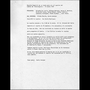 Reunión especial de la junta para oír el reporte del Comité de Investigación - 18 Junio 1973