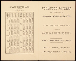 Trade card, Rookwood Pottery of Cincinnati, salesroom, 1 West Street, Boston, Mass.