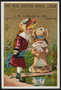 Trade card for J.R. Leeson & Co., importers of Scotch Spool Linen, 298 Devonshire Street, Boston, Mass., undated