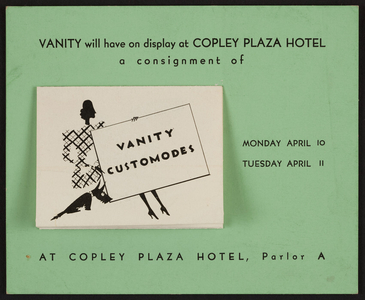 Trade card for Vanity Customodes, shoes, 576 Madison Avenue, New York, New York, undated