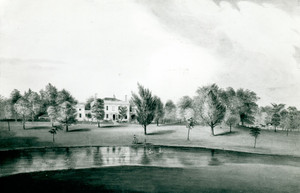 Watercolor painting by Alvan Fisher of the Lyman Estate.
