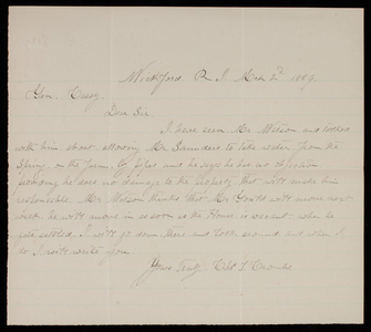[Charles] Crombe to Thomas Lincoln Casey, March 2, 1889