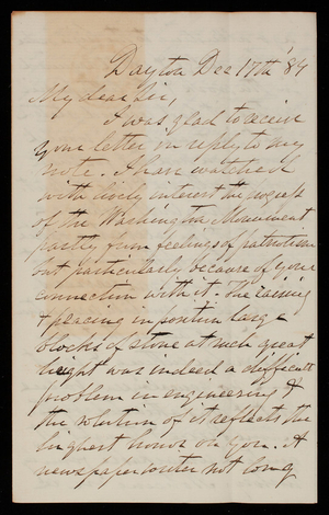 Robert W. Weir to Thomas Lincoln Casey, December 17, 1884