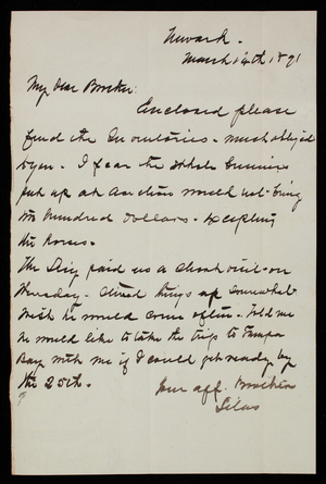 Admiral Silas Casey to Thomas Lincoln Casey, March 14, 1891