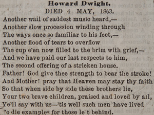 Howard Dwight: Died 4 May 1863
