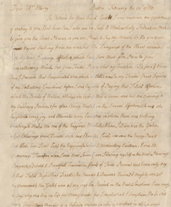 Letter from Hannah Tollman (later Hannah Winthrop) to Mercy Otis Warren, 28 February 1752
