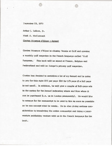 Memorandum from Mark H. McCormack to Arthur J. Lafave