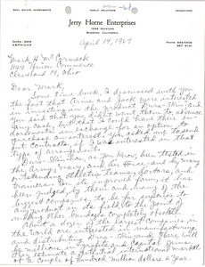 Letter from Jerry Horne Enterprises to Mark H. McCormack