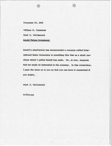 Memorandum from Mark H. McCormack to William H. Carpenter