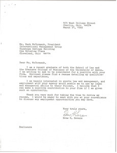 Letter from Drew H. Severs to Mark H. McCormack