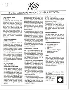 Jean Claude Killy trail and design consultation business advertisement