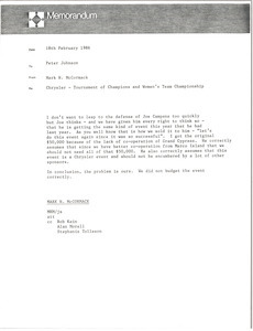 Memorandum from Mark H. McCormack to Peter Johnson