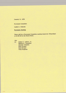 Memorandum from Judith A. Chilcote to personnel committee