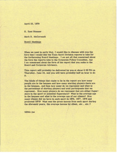 Memorandum from Mark H. McCormack to H. Kent Stanner