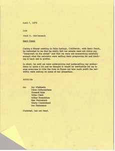 Memorandum from Mark H. McCormack to list