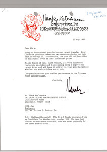 Letter from Hank Ketcham to Mark H. McCormack