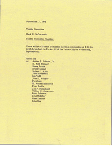 Memorandum from Mark H. McCormack to tennis committee