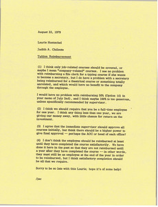 Memorandum from Judy A. Chilcote to Laurie Hentschel