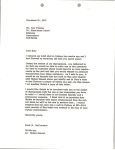 Letter from Mark H. McCormack to Bob Witcher