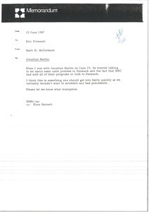 Memorandum from Mark H. McCormack to Eric Drossart