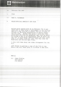 Memorandum from Mark H. McCormack concerning Rolex