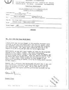 Fax from Stewart Binns to Mark H. McCormack