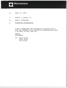 Memorandum from Mark H. McCormack to Arthur J. Lafave