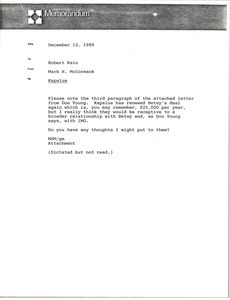 Memorandum from Mark H. McCormack to Robert Kain