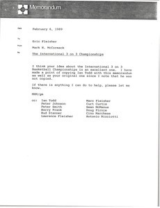 Memorandum from Mark H. McCormack to Eric Fleisher
