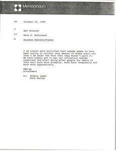 Memorandum from Mark H. McCormack to Bev Norwood