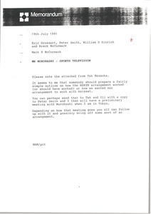 Memorandum from Mark H. McCormack concerning Sports Television