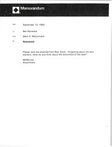 Memorandum from Mark H. McCormack to Bev Norwood