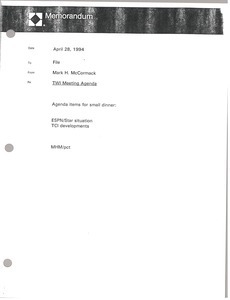 Memorandum from Mark H. McCormack to file