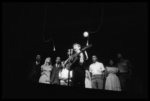 Bob Dylan leading performers on stage, Newport Folk Festival