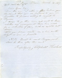 Letter from Eliphalt Haskell to Joseph Lyman