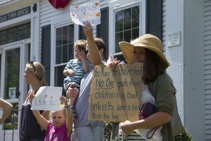 Protesters outside the Chatham town office building: taken at the 'Families Belong Together' protest against the Trump administration’s immigration policies