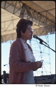 MUSE concert and rally: unidentified woman speaking at the No Nukes rally