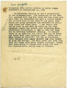 Extract from letter from Maida Riggs