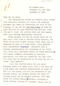 Letter from Bettina Aptheker to W. E. B. Du Bois
