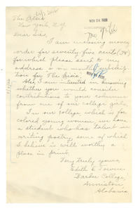 Letter from Edith E. Town to Crisis