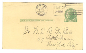Postcard from Florence Ridley to W. E. B. Du Bois - Digital Commonwealth