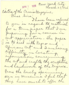 Letter from Josie I. Manderfeld to the editor of the Crisis