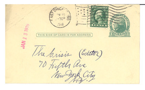 Postcard from Herschel Wilson to Editor of the Crisis